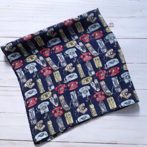 Nicole Miller Silk Telephone Theme Square Scarf Blue 20" x 20.5"